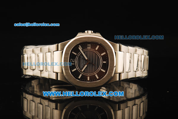 Patek Philippe Nautilus Swiss Quartz Movement Steel Case with White Markers and Steel Strap - Click Image to Close